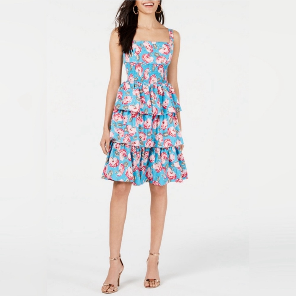 Vintage Betsey Johnson garden party tiered floral dress